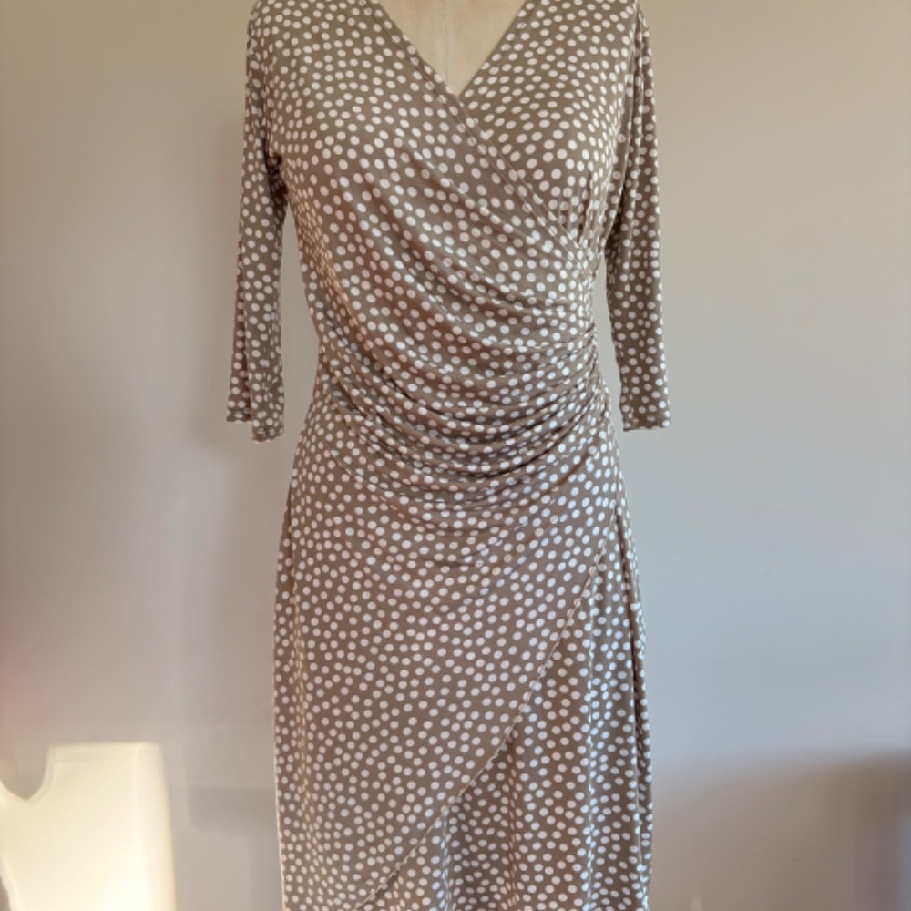 Mare Blu St Tropez, Beige/Grey White Polka Dot Dress